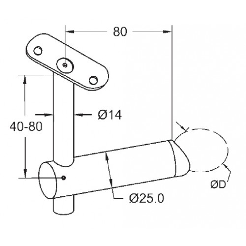 Handrail Bracket-42.4mm o/d Post-48.3mm Saddle-Grade 316  